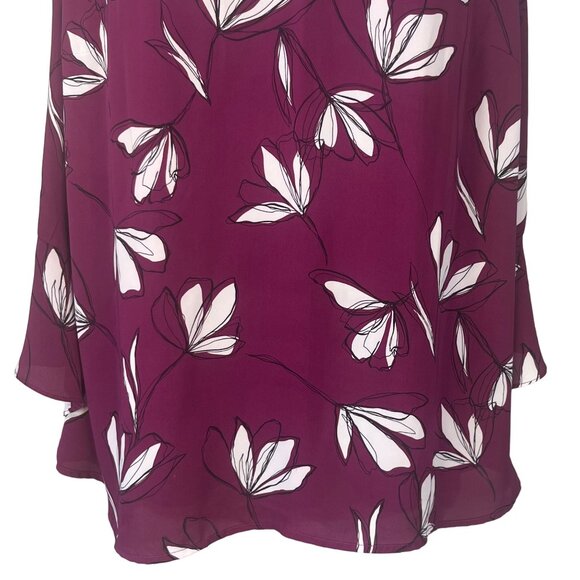 41 Hawthorn Blouse Womens 1X Burgundy Flare Sleeves Floral - Picture 4 of 9